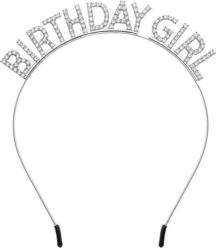 Birthday girl headband silver - birthday,