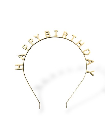 Gold happy birthday headband - happy,