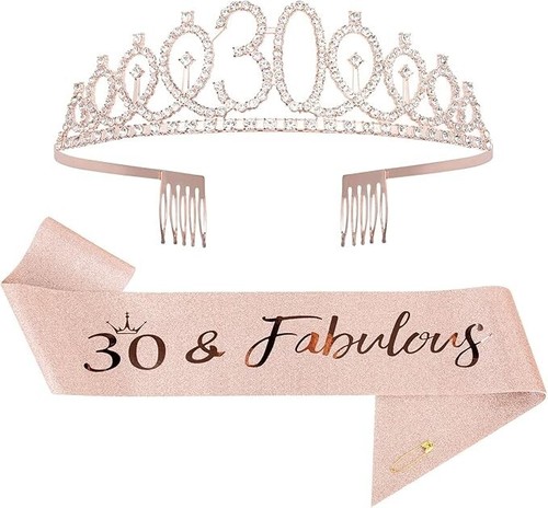 30th birthday sash - 30th, crown