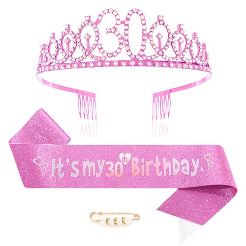 30th birthday crown and sash - 30th,