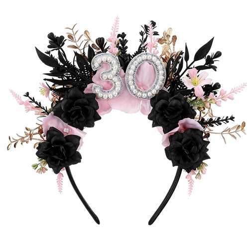 Black 30th birthday - black, headband