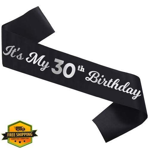 30th birthday sash black - 30th,