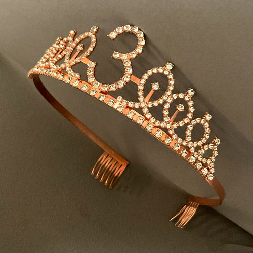 Rose gold rhinestone 30th - rose,