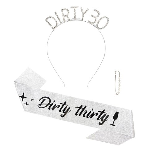 Silver 30th birthday sash - birthday,