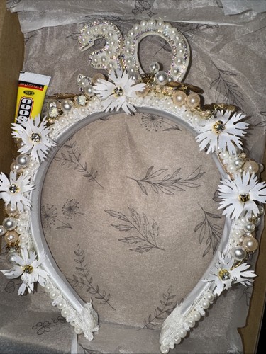 30th birthday headband pearl - 30th,